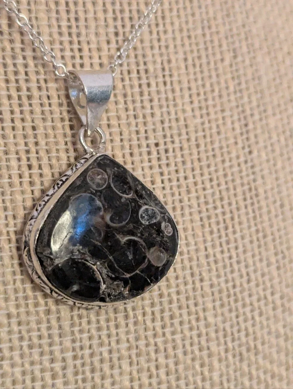 Turritella Fossil Agate Sterling Silver Pendant P052926-03